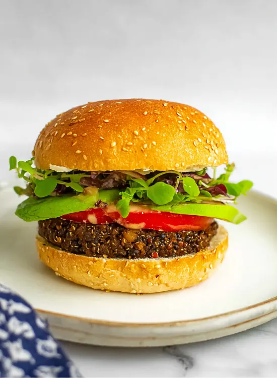 black bean and quinoa burger